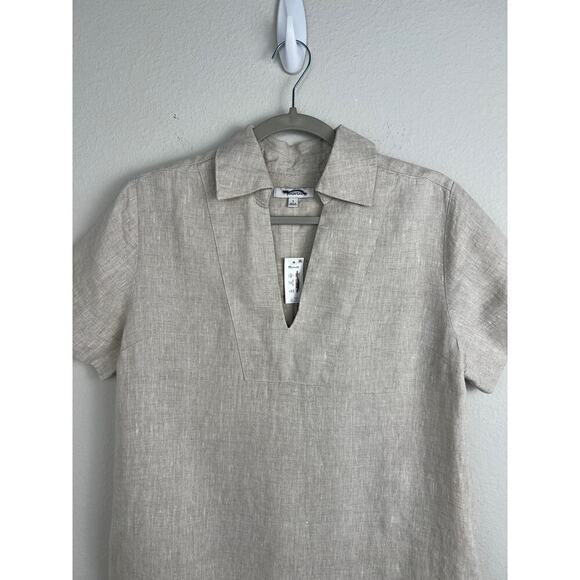 Madewell Women's V-Neck Mini Dress in 100% Linen Natural Undyed S - Picture 5 of 13